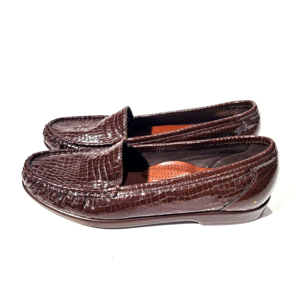 Sas Womens Slip On Embossed Loafers Brown 8.5 Small - Picture 11 of 11